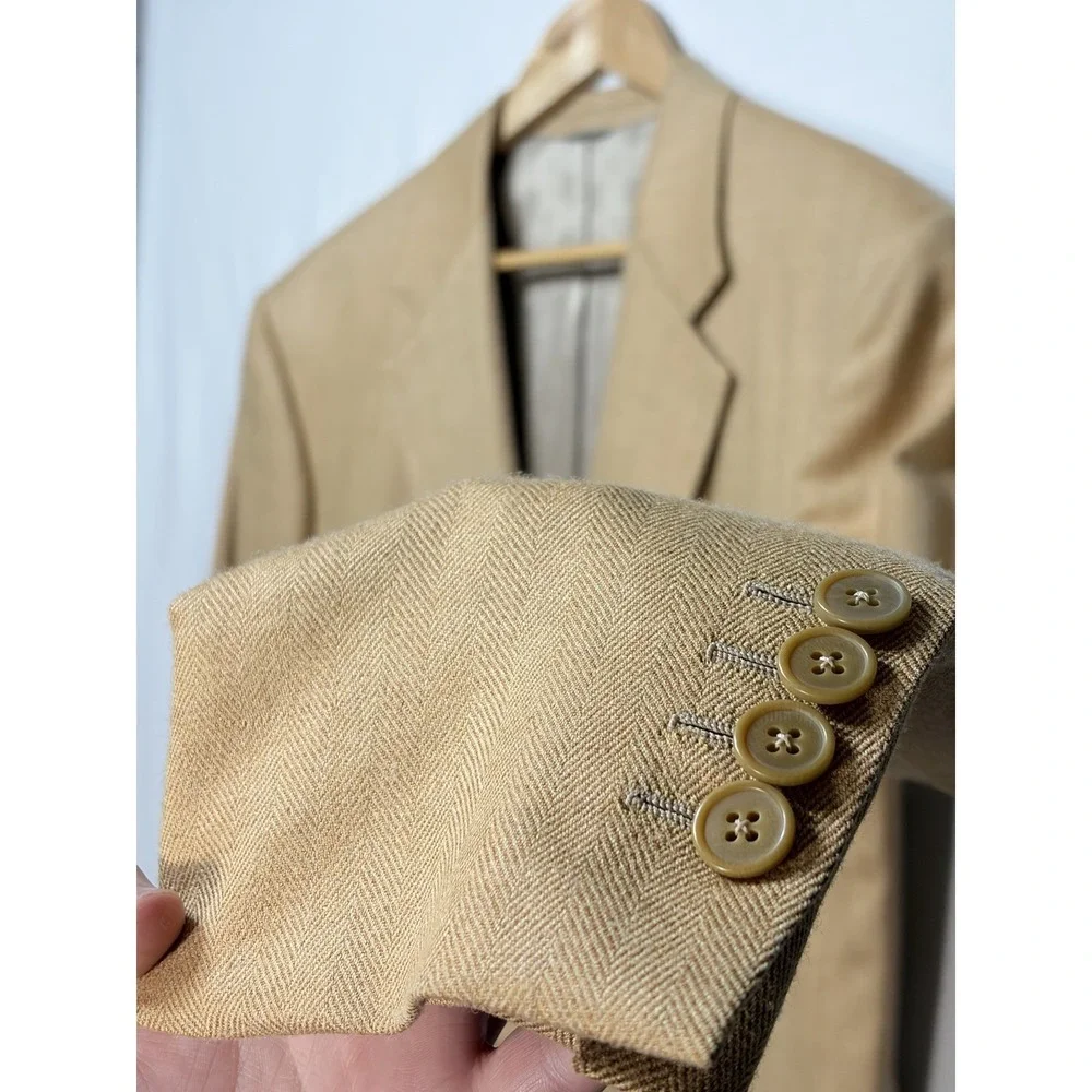 Holland and Sherry Savile Row London Sport Coat Mens 44R Tan Wool Custom Fit